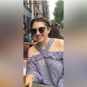 Anthropologie Blue Floral Flutter Top